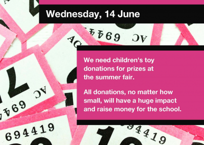 Sir Thomas Abney Primary School tombola donations